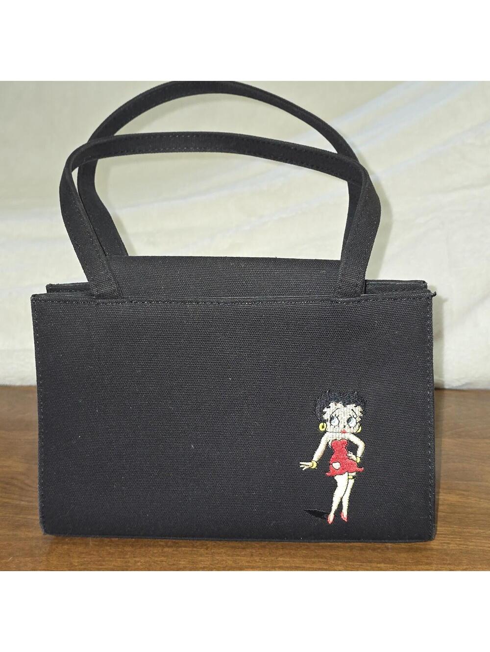 Vintage Betty Boop Embroidered Handbag Y2K Black Canvas Purse  Rare [COPY]